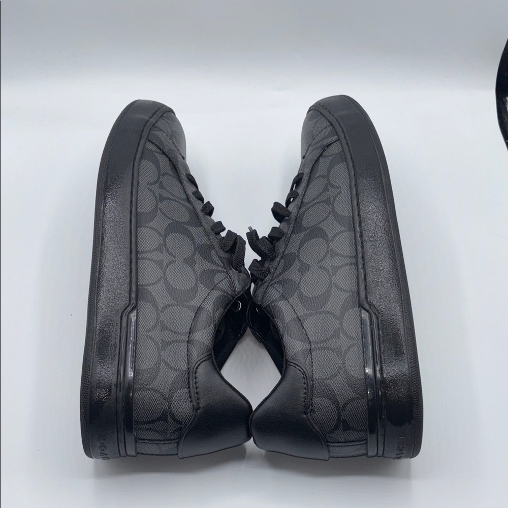 Coach Men’s High Line Signature Logo Black Leather Sneakers Size 12 - Picture 12 of 13